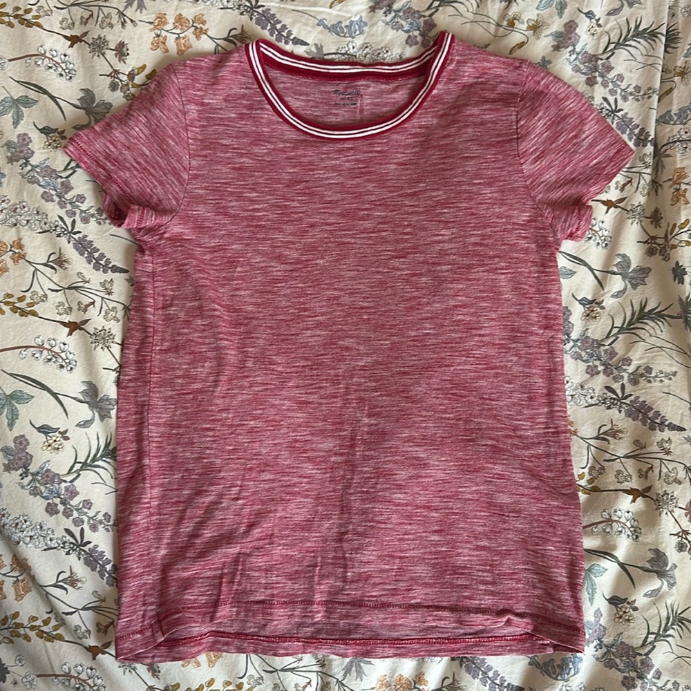 Madewell Cotton Striped Whisper Ringer Tee, Red XS